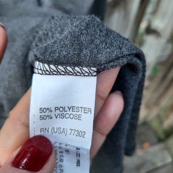 Zara W&B Collection Grey Top Back Zip Faux Leather Trim Dolman Bat Sleeve Size S - Picture 10 of 14